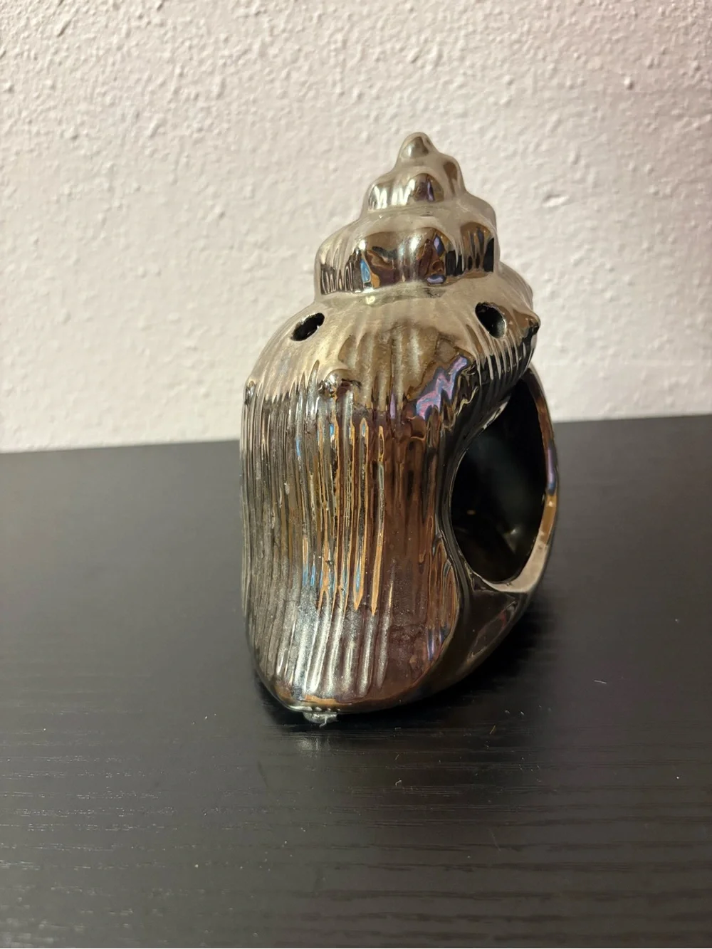 Metallic Silver Ceramic Seashell Wax Melt Warmer Tealight Candle Holder